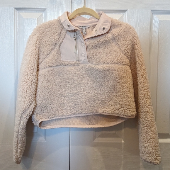 Forever 21 - cropped faux shearling pullover - cream - Picture 2 of 4